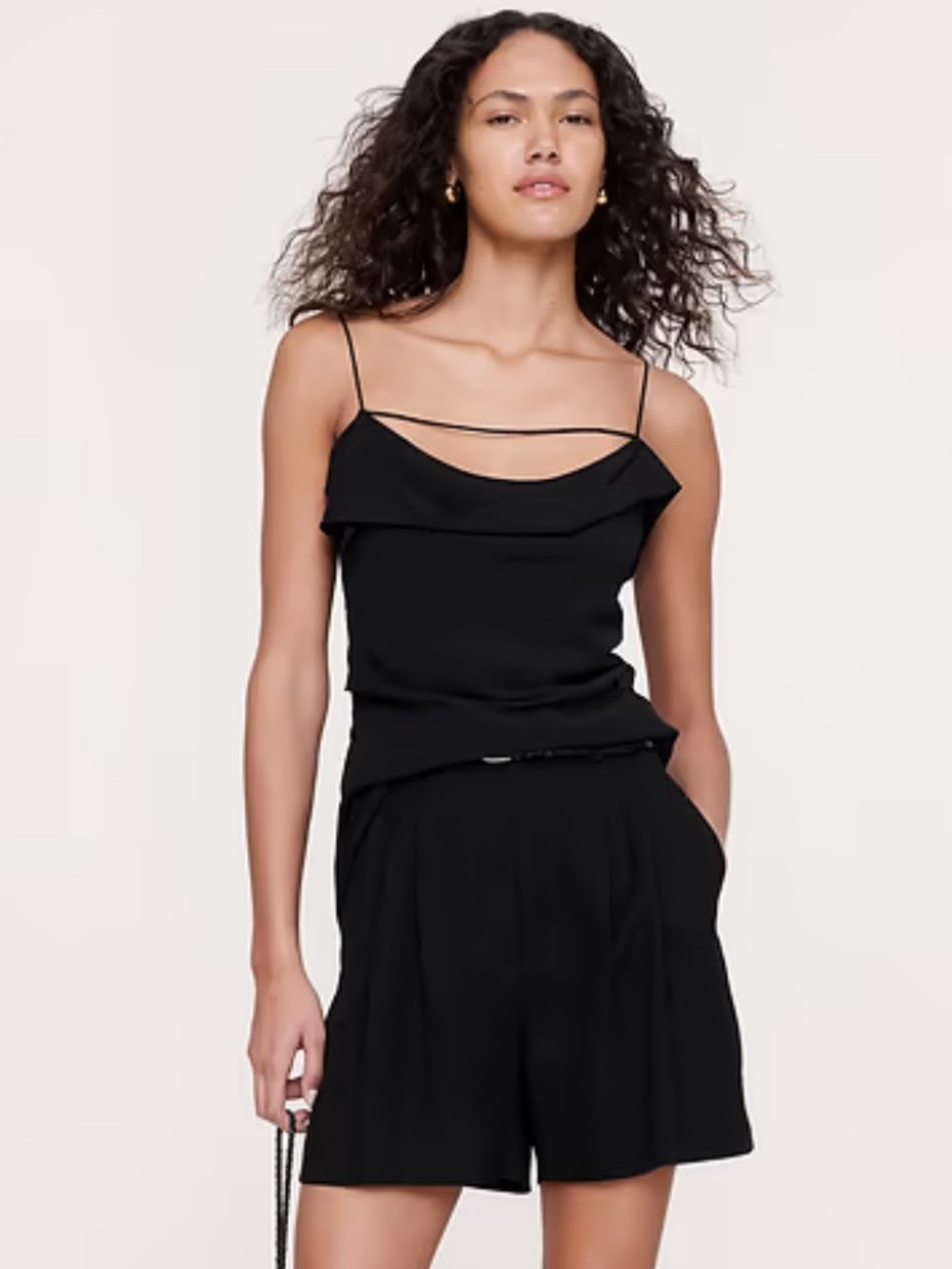 Banana Republic Black Spaghetti Strap Cowl Neck Tank Top
